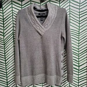 Warm cozy v-neck, thin-knit, grey sweater for fall Style & Co. M